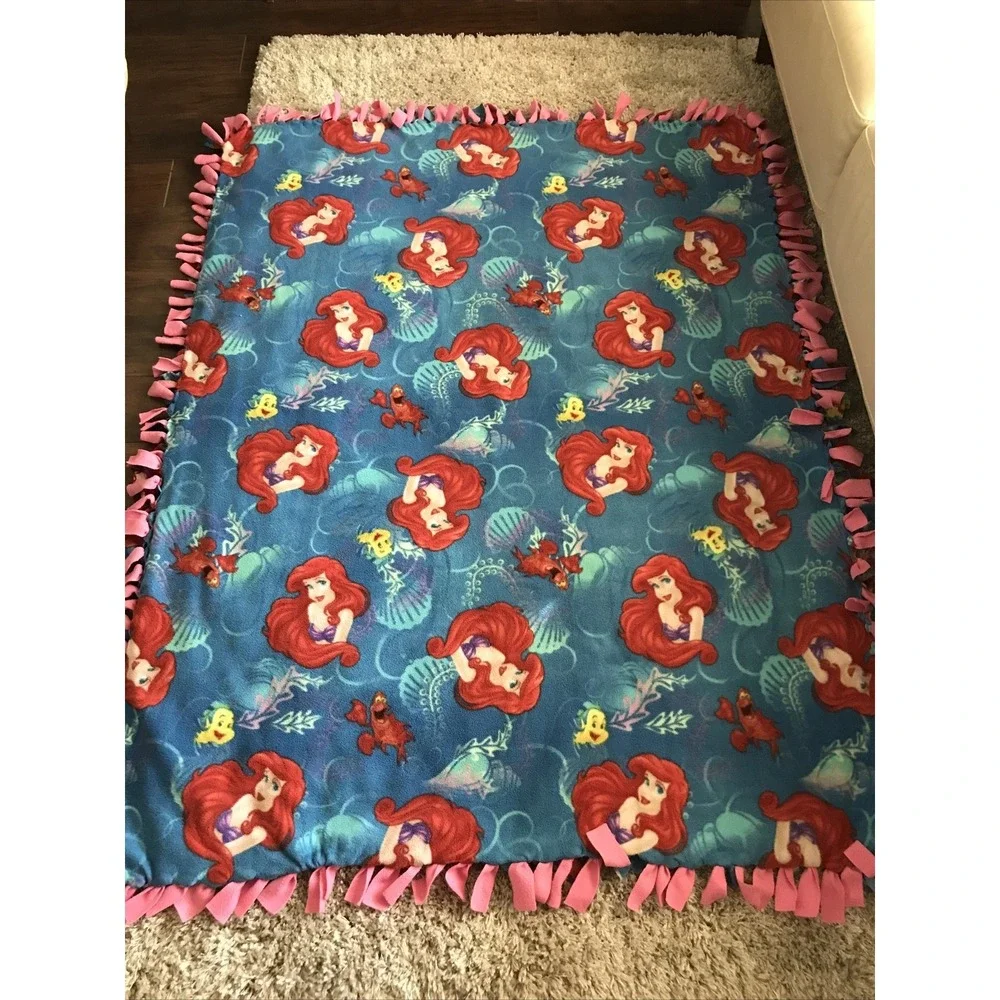 Rare Vintage Disney Little‎ Mermaid Throw Blanket 62
